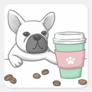 Adesivo Quadrado Ilustração de feijão-de-café, copa e café