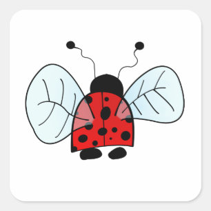 Adesivo Quadrado Ilustração de Joaninha Fofa