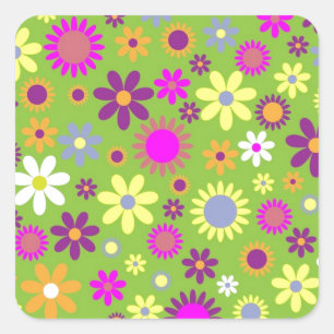 Adesivo Quadrado Ilustração de margarida floral de Primavera flor