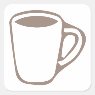 Adesivo Quadrado Ilustração de Mug de Café