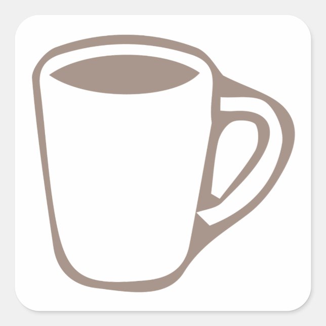 Adesivo Quadrado Ilustração de Mug de Café (Frente)