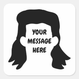 Adesivo Quadrado Ilustração de Mullet Engraçado com Mensagem Person