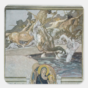 Adesivo Quadrado Ilustração do Comedy divino de Dante '