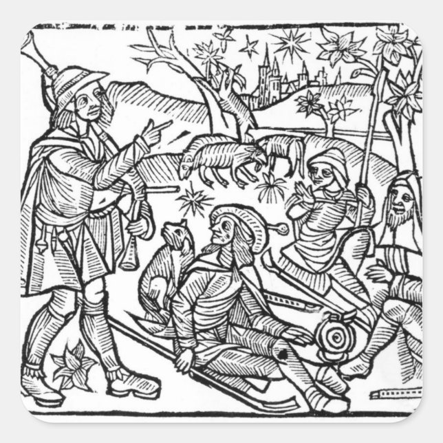 Adesivo Quadrado Ilustração do "Kalendar of Shepherds" (Frente)