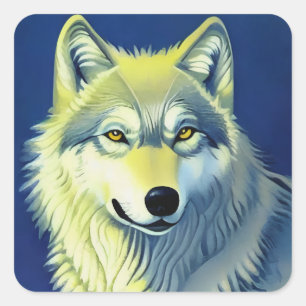 Adesivo Quadrado Ilustração do Lobo