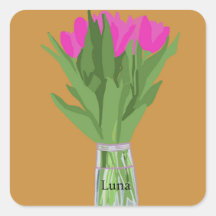 Ilustração Moderna da Flor de Tulip bonito + Nome