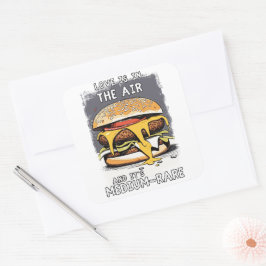 Adesivo Quadrado Ilustração Retroativa de Citação Hilarious BURGER