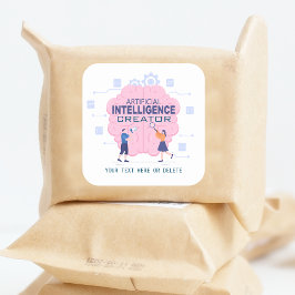 Adesivo Quadrado Ilustração rosa do cérebro Inteligência Artificial