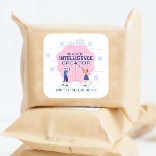 Adesivo Quadrado Ilustração rosa do cérebro Inteligência Artificial
