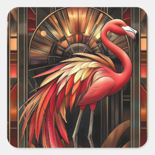 Adesivo Quadrado Ilustração Vibrante de Deco Flamingo