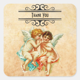 Adesivo Quadrado Ilustração Vintage Ephemera Angel Cherubs