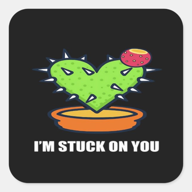 Adesivo Quadrado Im Stuck On You Cactus Cute Plant Design  (Frente)
