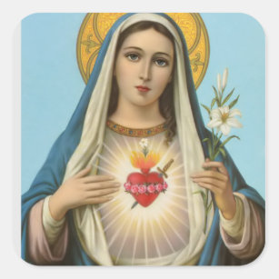 Adesivo Quadrado Imaculada Coração de Maria Nossa Senhora Imagem re