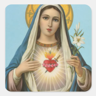 Adesivo Quadrado Imaculado Coração de Maria Nossa Senhora imagem re