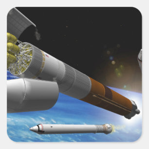 Adesivo Quadrado Imagem artística de um foguete de descolagem verti