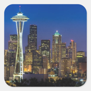 Adesivo Quadrado Imagem da skyline de Seattle em horas de manhã