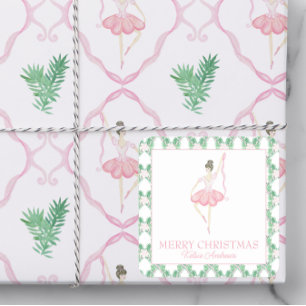 Adesivo Quadrado Imagem de Ballerinas de Natal Rosa e Verde