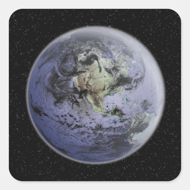 Adesivo Quadrado Imagem digitalmente melhorada da Terra do Cheio (Frente)