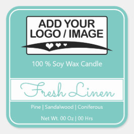 Adesivo Quadrado Imagem do logotipo azul claro simples de borda qua