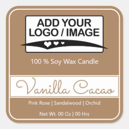 Adesivo Quadrado Imagem do logotipo castanho claro simples de borda