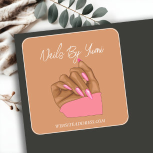 Adesivo Quadrado Imagem do Manicurista Elegante Nail Salon