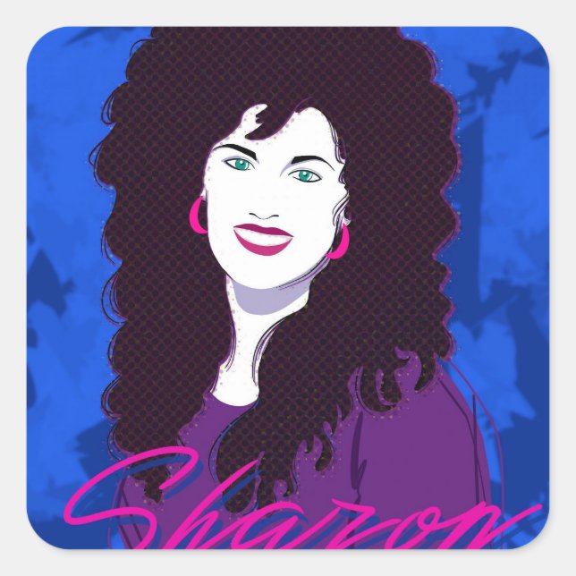 Adesivo Quadrado Imagem e nome do Sharon Stickers (Frente)