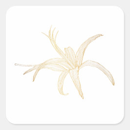 Adesivo Quadrado Imagem gráfica de linha de ouro de uma flor de ger