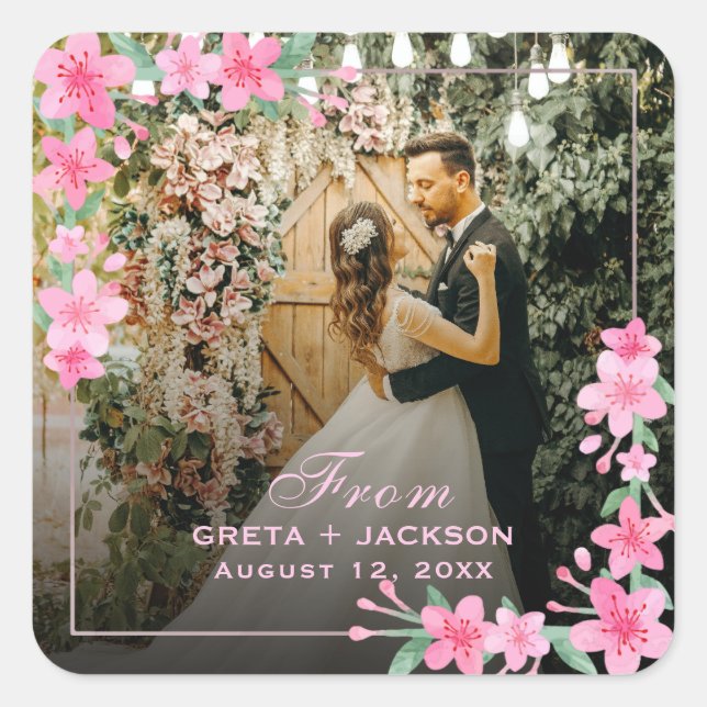 Adesivo Quadrado Imagem romântica do Feliz dia de os namorados eleg (Frente)