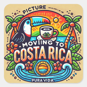 Adesivo Quadrado Imagem se mudando para a Costa Rica