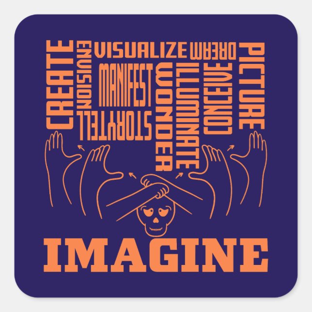 Adesivo Quadrado Imagine - Design ASL (Frente)