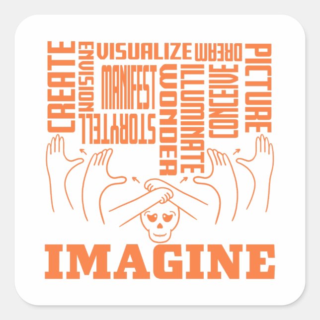 Adesivo Quadrado Imagine - Design ASL (Frente)