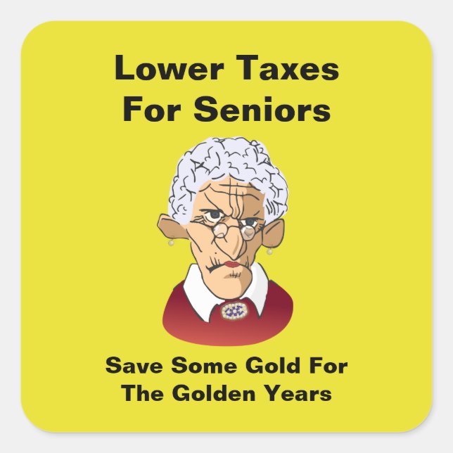 Adesivo Quadrado Impostos Mais Baixos Para Mais velho (Frente)