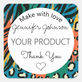 Adesivo Quadrado Impressão Animal Colorfu