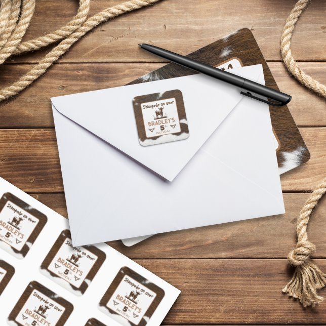 Adesivo Quadrado Impressão Animal Debulha de Gado Marrom Aniversári (Criador carregado)