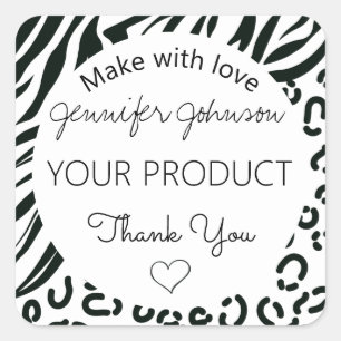 Adesivo Quadrado Impressão animal preto e branco