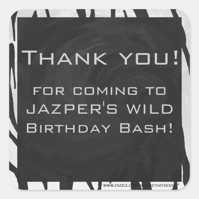 Adesivo Quadrado Impressão branco e preto monograma (Frente)