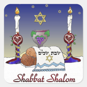 Adesivo Quadrado Impressão da arte de Judaica Shabbat Shalom
