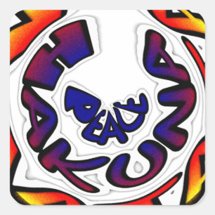 Adesivo Quadrado impressão de Arte Circular "Peace Hakuna Matata"