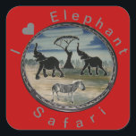 Adesivo Quadrado Impressão de Arte de Elefante Africano<br><div class="desc">Impressão de Arte Afro-Elefante Apresentando o "Impressão de Arte Afro-Elefante", uma pintura a óleo impressionante que captura a beleza majestosa da savana africana, apresentando dois elefantes, uma zebra, e uma árvore central enquanto os elefantes trombetam quando voltam para casa, com uma zebra vigilante em primeiro plano, esta trabalho de arte...</div>