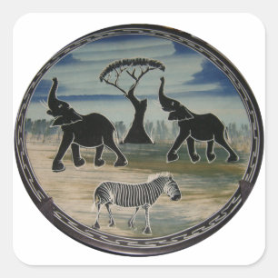 Adesivo Quadrado Impressão de Arte de Elefante Africano