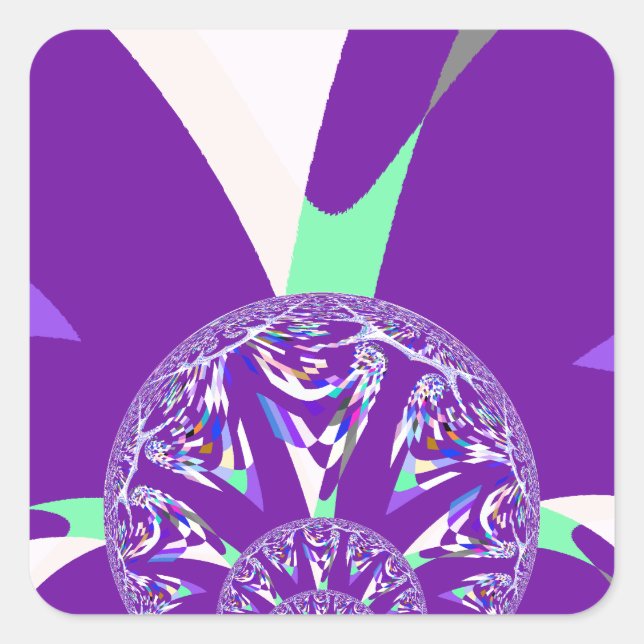 Adesivo Quadrado Impressão de Arte do Caleidoscópio Ciano Azul Retr (Frente)