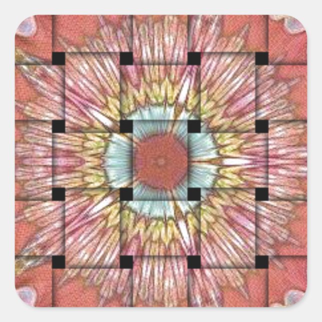 Adesivo Quadrado Impressão de Arte Inspirada Africano - Design de T (Frente)