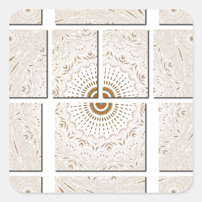 Adesivo Quadrado Impressão de Arte Mosaica do Motif Africano Tradic (Frente)