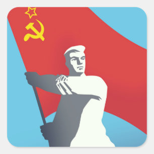Adesivo Quadrado Impressão de arte vintage de trabalhador da União