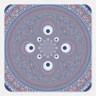 Adesivo Quadrado Impressão de Design de arte radial