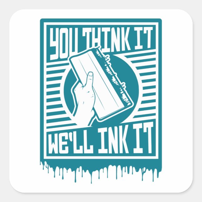 Adesivo Quadrado Impressão de Ecrã Design de Impressão Obey Ink (Frente)