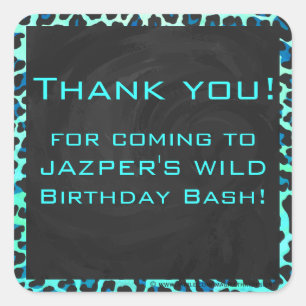 Adesivo Quadrado Impressão de Leopardo Negro e Teal