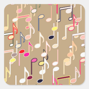 Adesivo Quadrado Impressão de Notas Musicais - violeta, roxo, múl