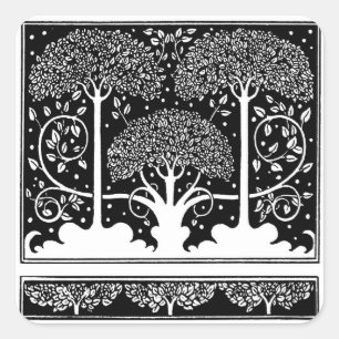 Adesivo Quadrado Impressão de padrão de árvore Art Nouveau de Aubre