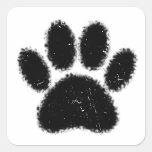 Adesivo Quadrado Impressão de Pata de Cachorro Áspera e Distorcida
